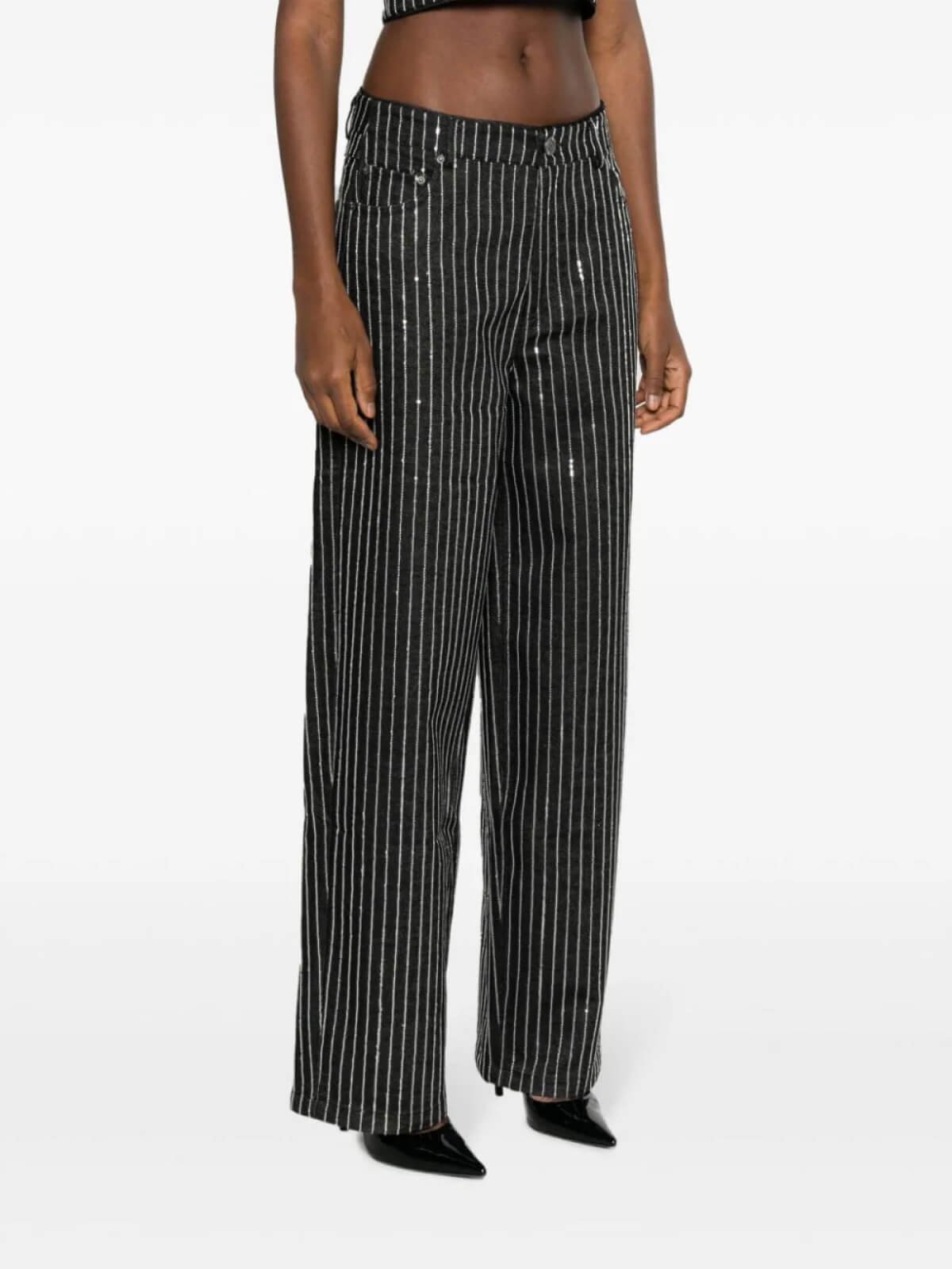 Striped Wide Leg Trousers - Image 3